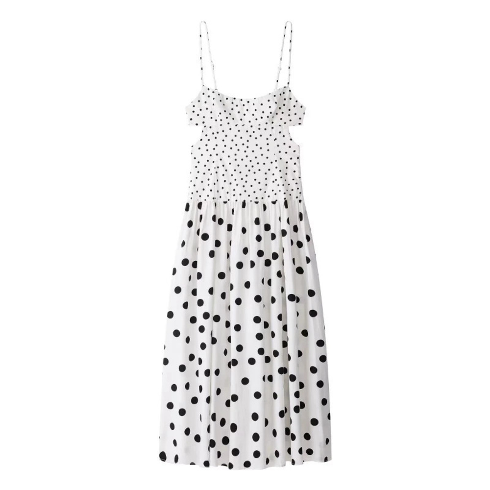 ZARA Chic Relaxed Polka Dot Strappy Dress